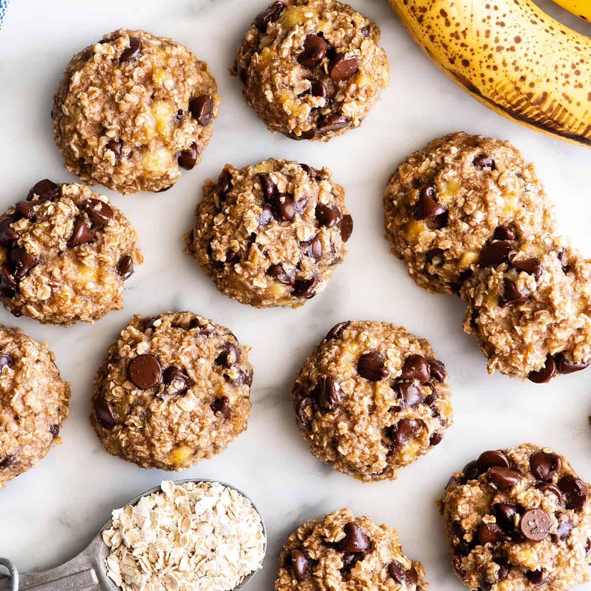 overhead photo of 11 Banana Oatmeal Cookies