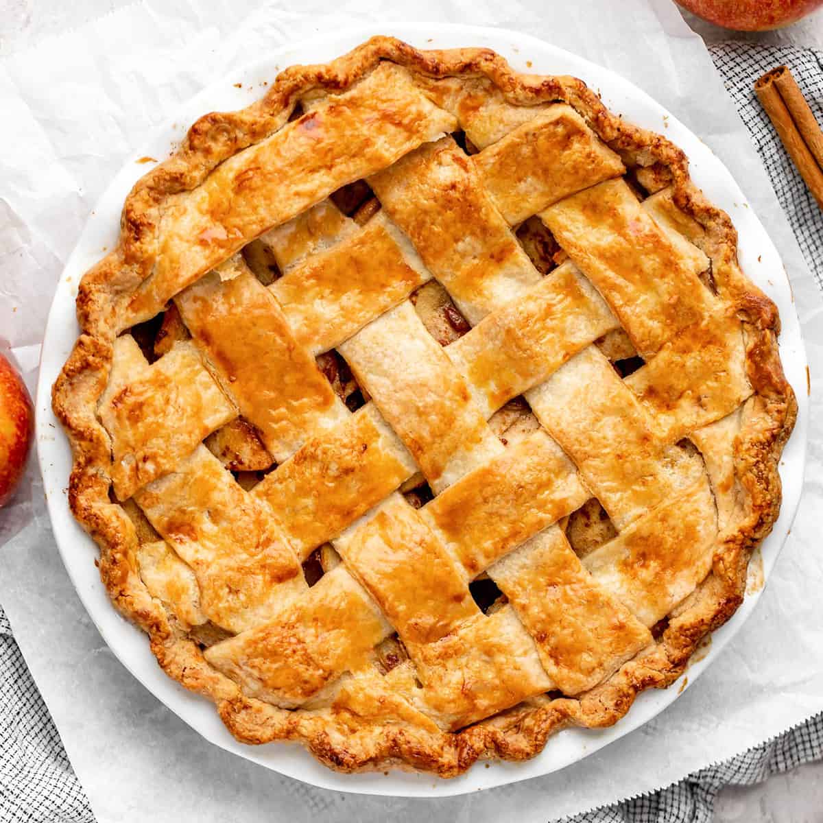apple pie after baking in a pie dish