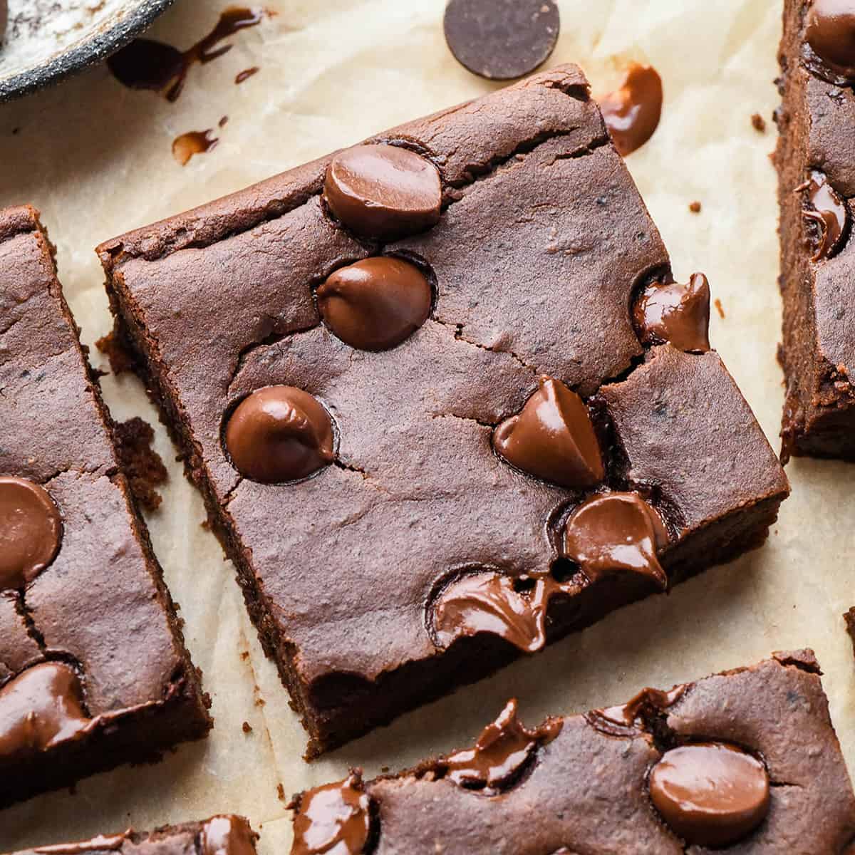 a Black Bean Brownie surrounded by other Black Bean Brownies 
