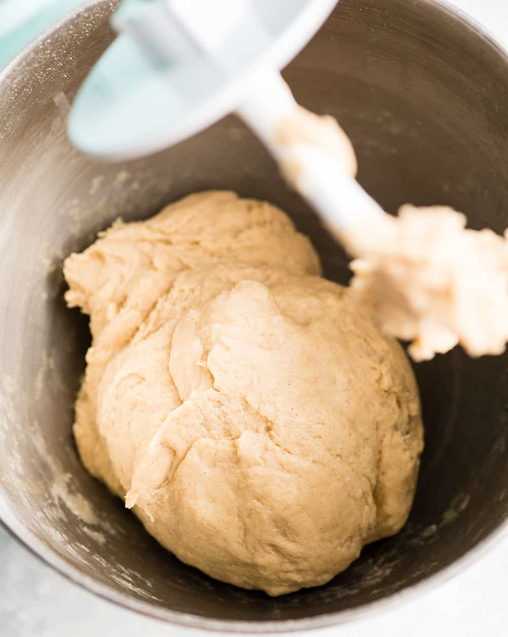 overhead photo showing how to make cinnamon rolls