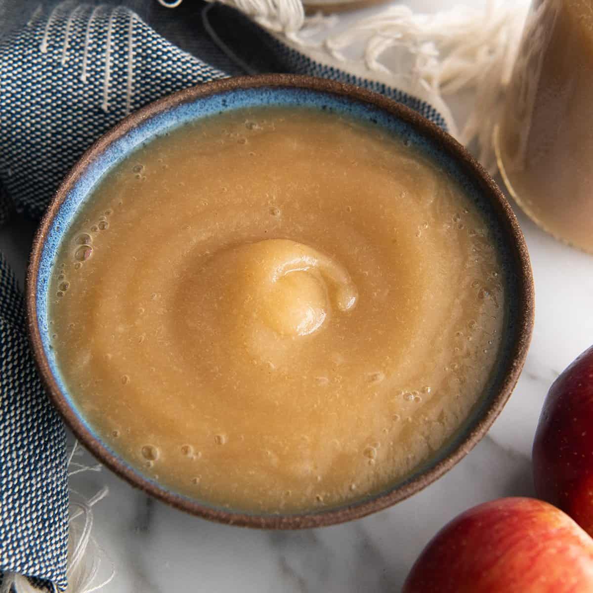 a bowl of homemade applesauce 