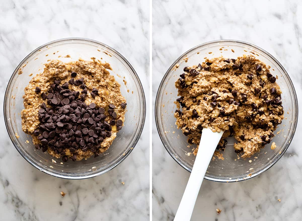 two overhead photos showing How to Make Banana Oatmeal Cookies