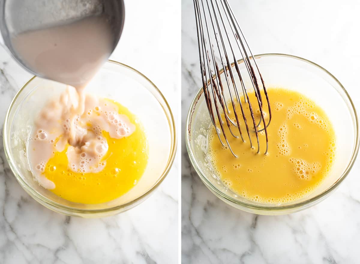 two photos showing how to make homemade chocolate ice cream