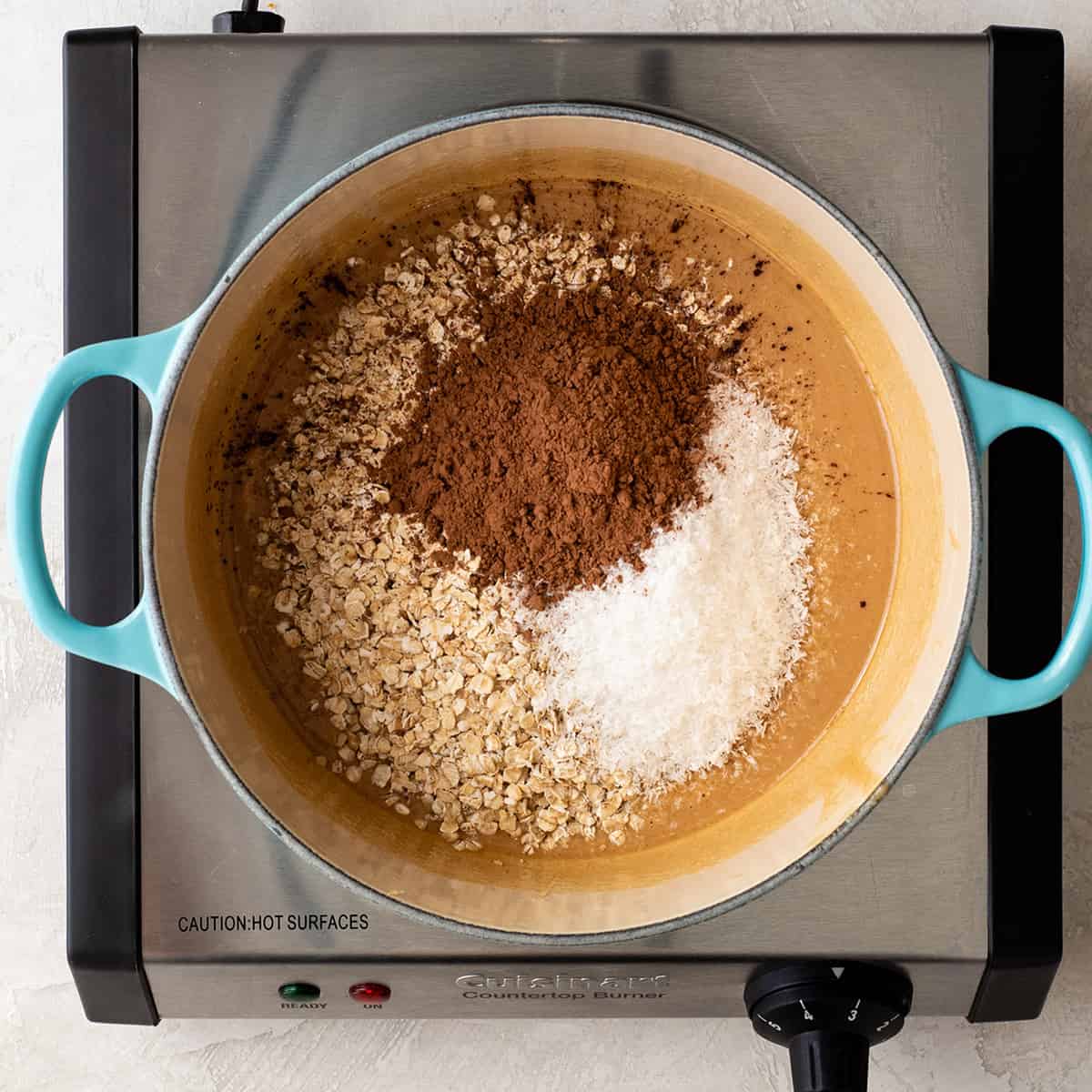 overhead photo showing how to make healthy no bake cookies