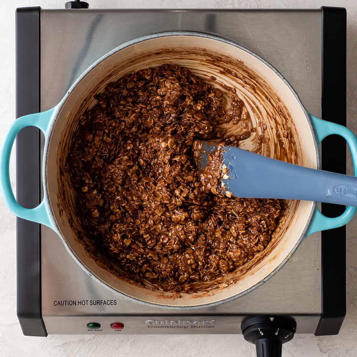 overhead photo showing how to make healthy no bake cookies