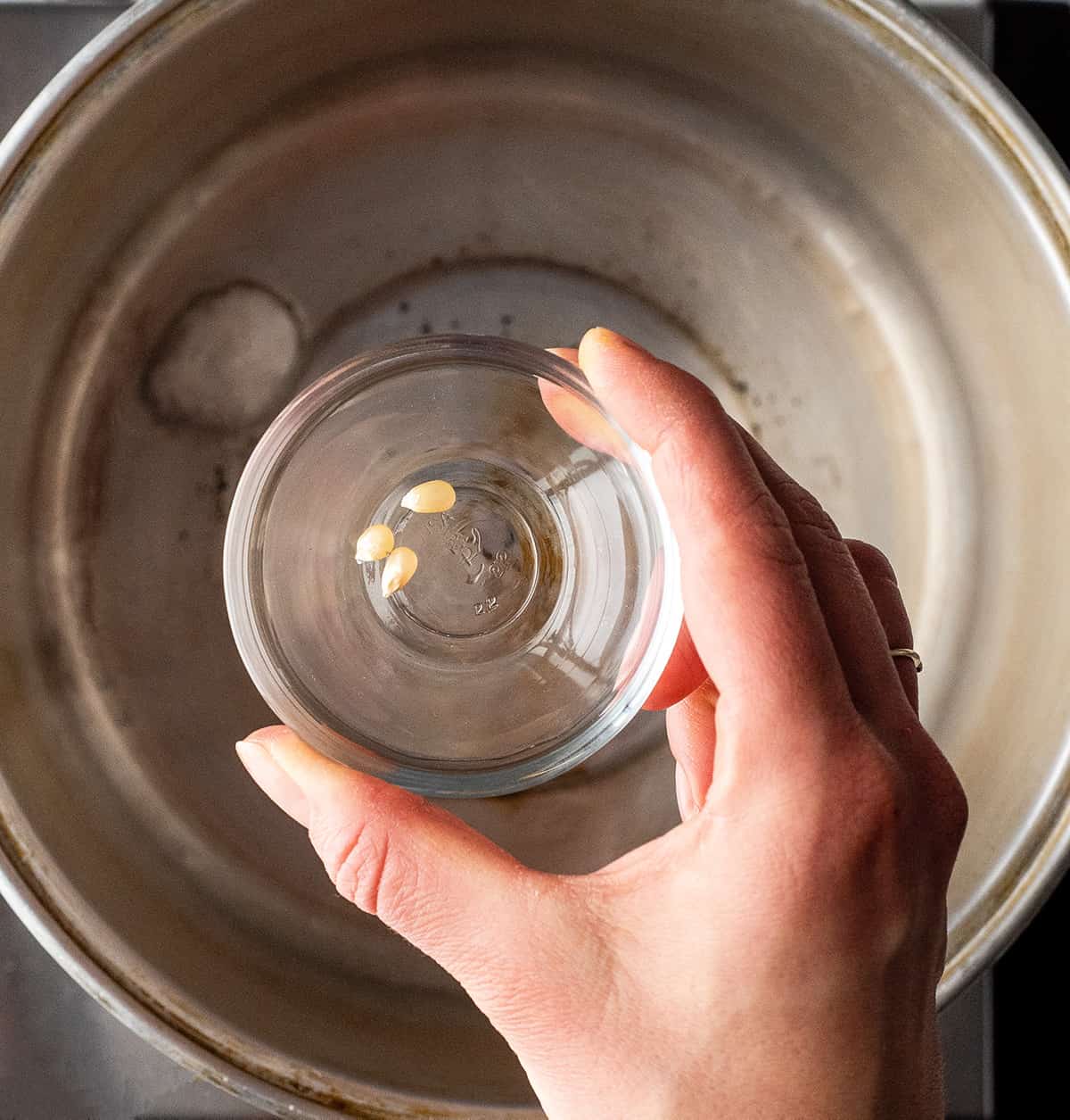 overhead photo showing how to make kettle corn