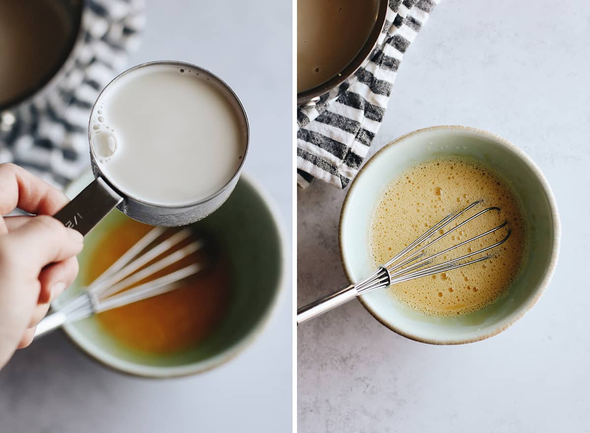 two overhead photos showing How to Make Oreo Ice Cream