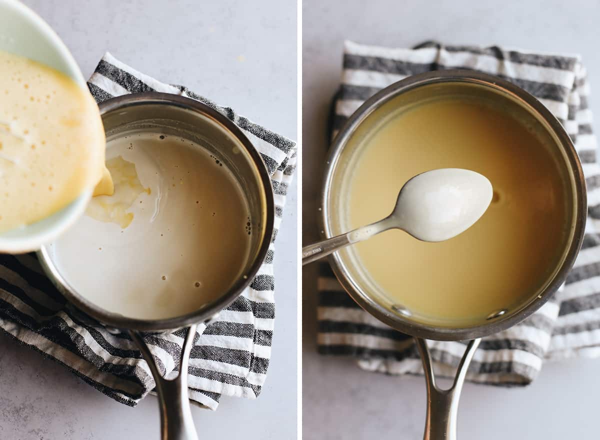 two overhead photos showing How to Make Oreo Ice Cream