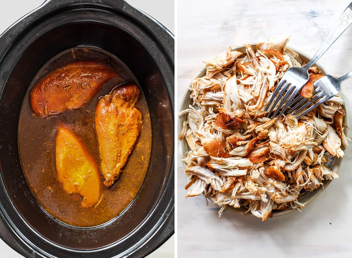 two photos showing how to make teriyaki chicken