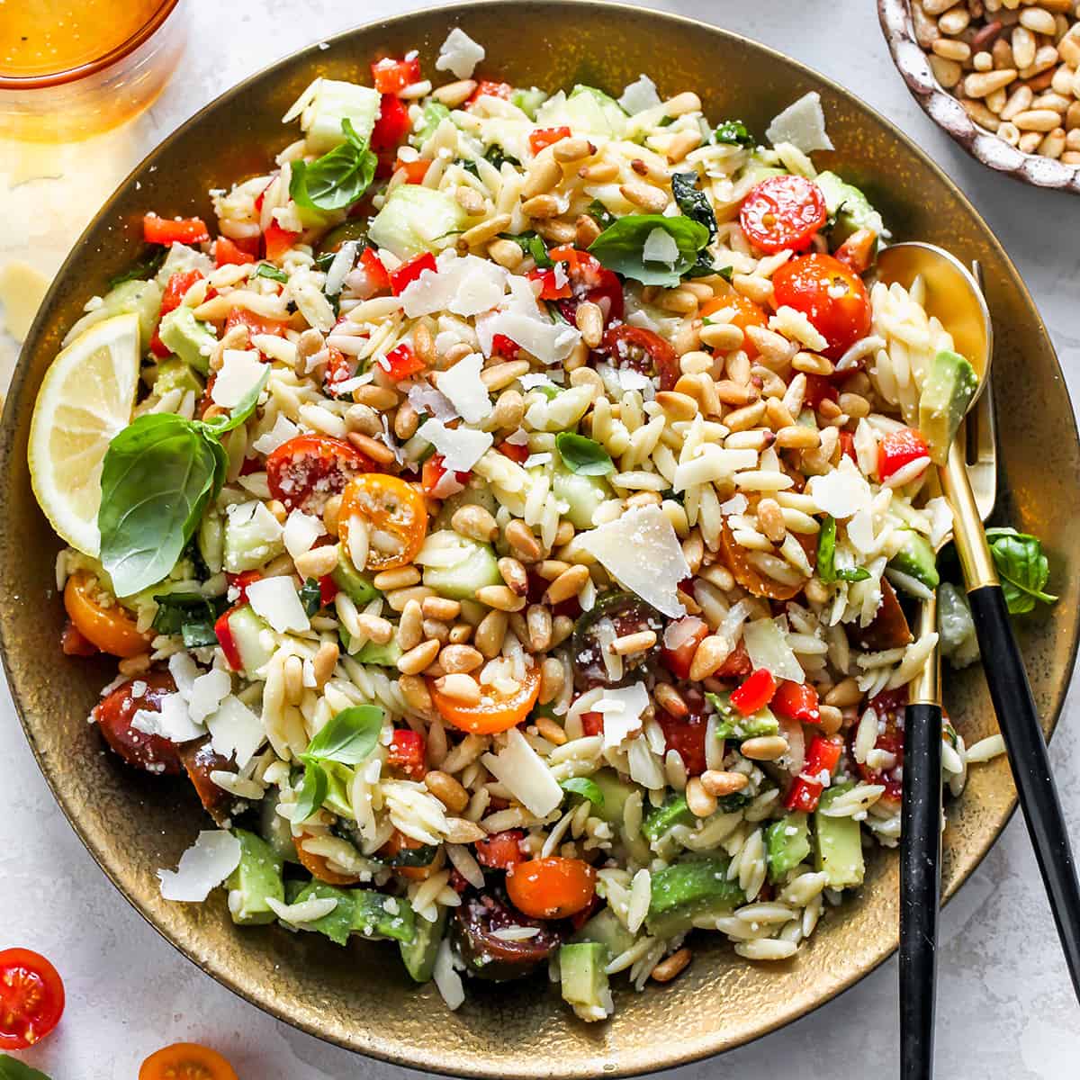 a bowl of Lemon Orzo Salad
