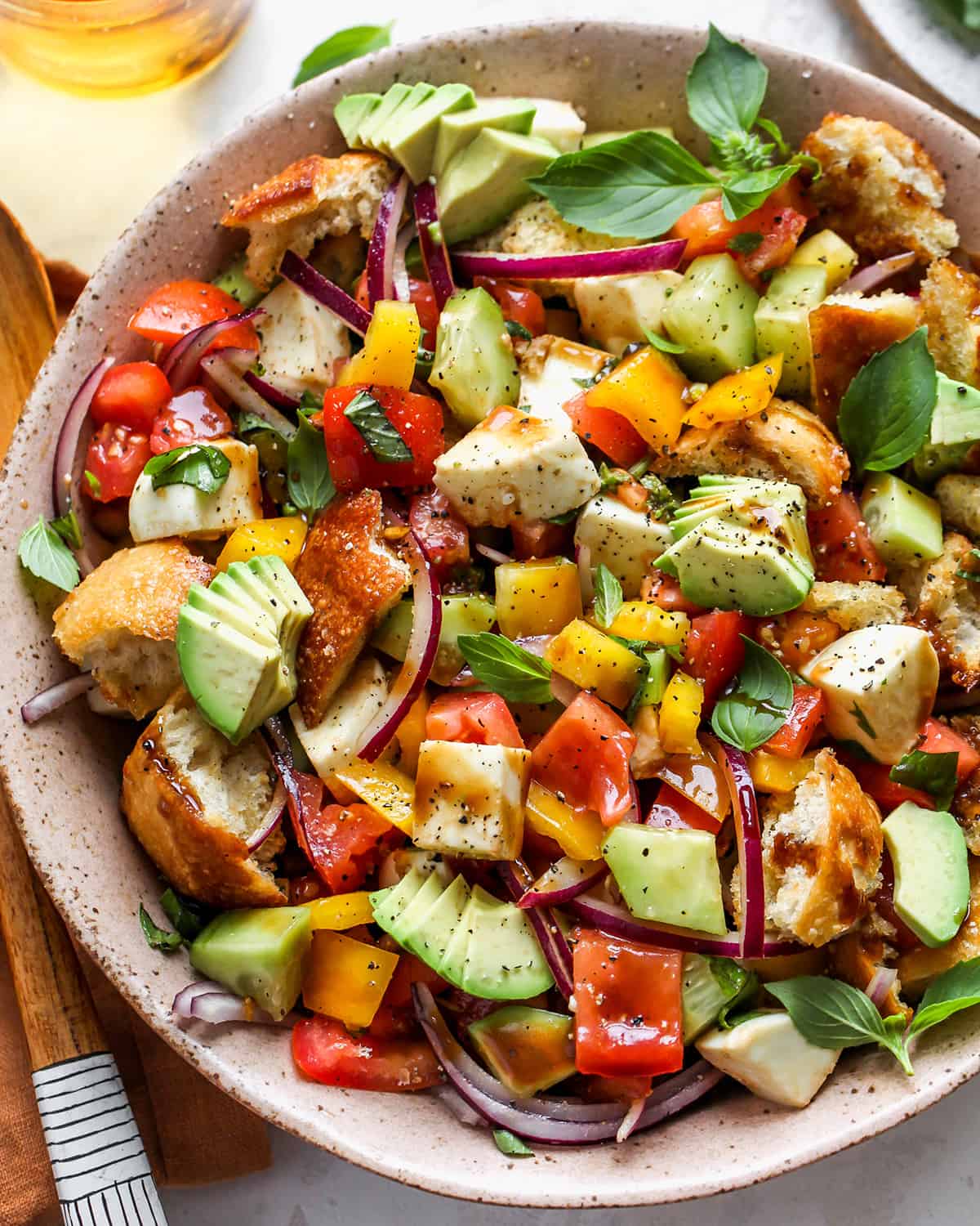 a bowl of panzanella salad