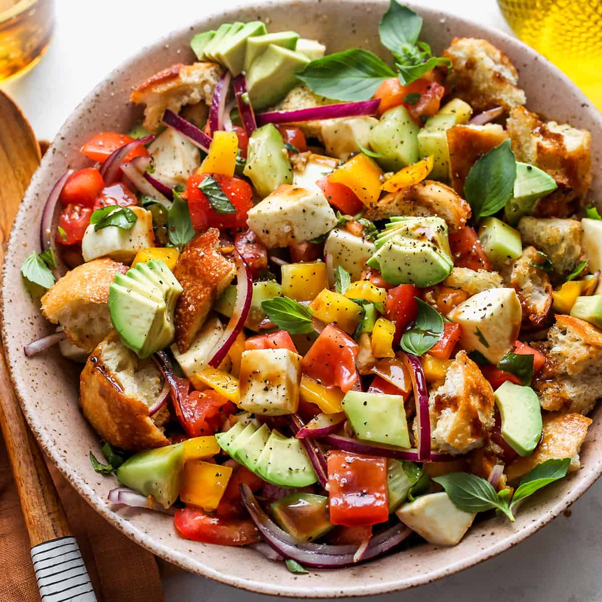 a bowl of Panzanella Salad