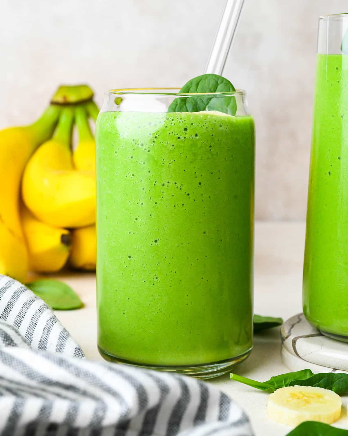 front view of Spinach Smoothie in a glass